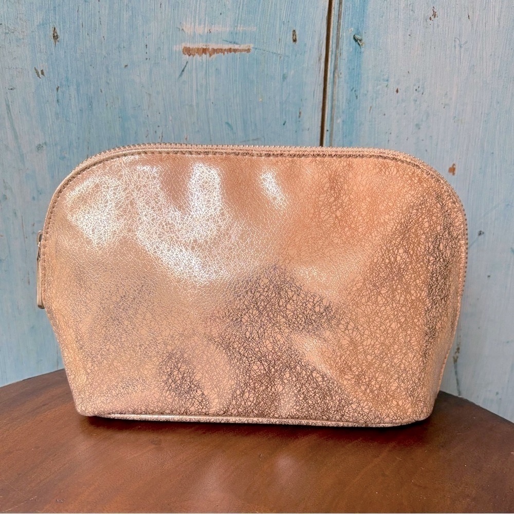 Cosmetic bag bundle (2) one in peach/gold foil & other in gold snakeskin pattern - Picture 2 of 10
